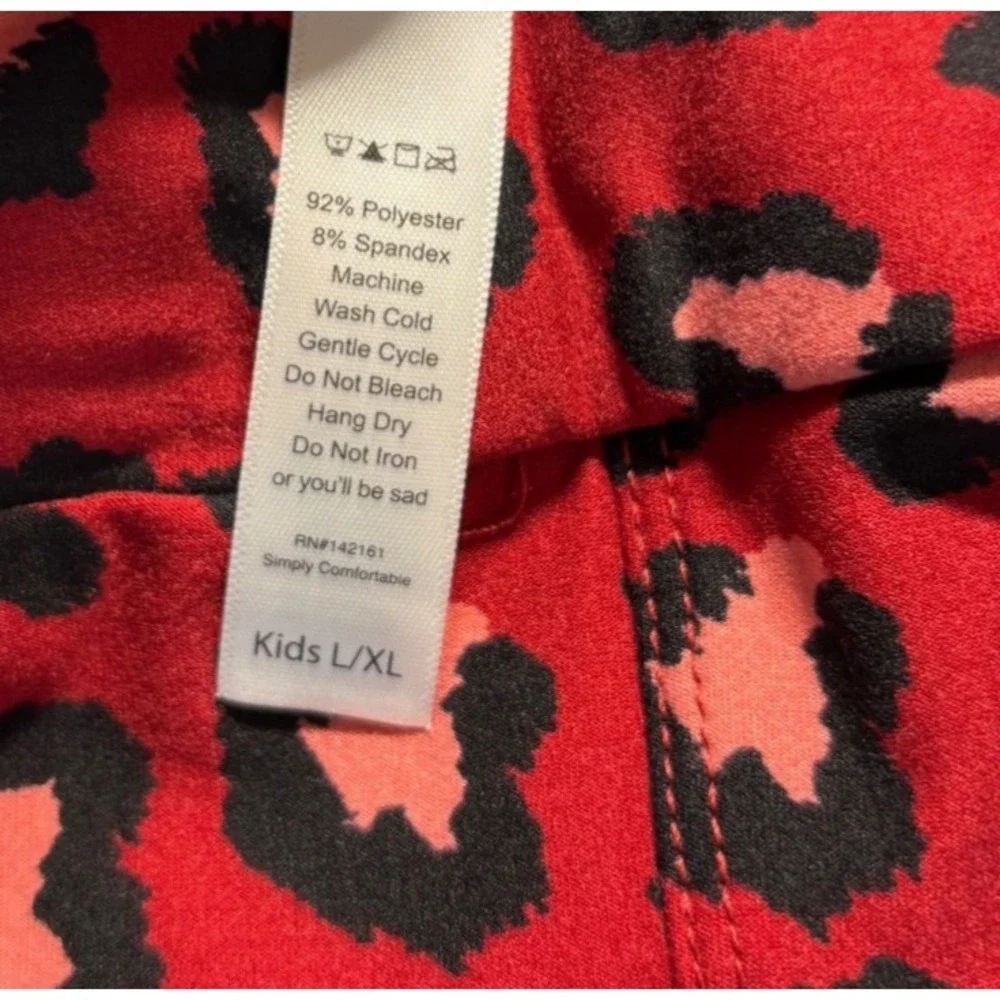 LuLaRoe Girls Leggings L/XL Red Pink Hearts Cheetah Leopard‎ Kids Size 7-12 NWT